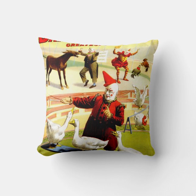  Antiek Circus Clown en Geese Pillow Kussen (Voorkant)