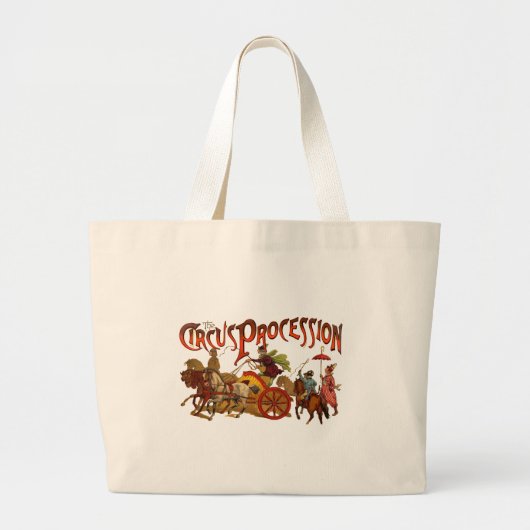 Antiek Circus Parade Clowns paarden Grote Tote Bag (Voorkant)