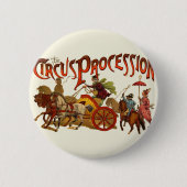 Antiek Circus Parade Clowns paarden Ronde Button 5,7 Cm (Voorkant)