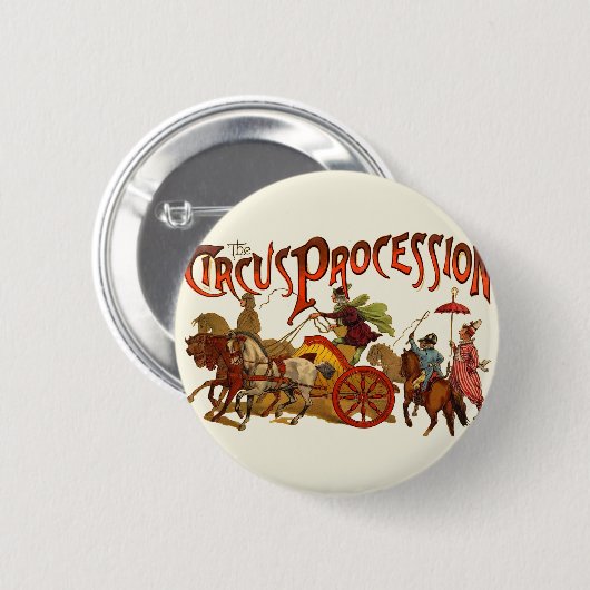 Antiek Circus Parade Clowns paarden Ronde Button 5,7 Cm (Voorkant /achterkant)