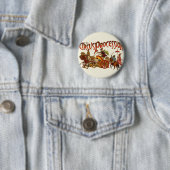 Antiek Circus Parade Clowns paarden Ronde Button 5,7 Cm (In situ)