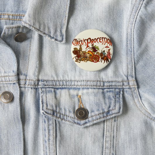 Antiek Circus Parade Clowns paarden Ronde Button 5,7 Cm (In situ)