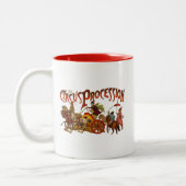 Antiek Circus Parade Clowns paarden Tweekleurige Koffiemok (Links)