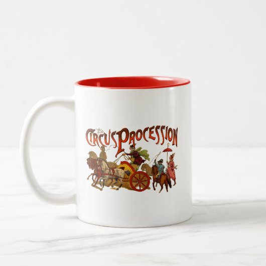 Antiek Circus Parade Clowns paarden Tweekleurige Koffiemok (Links)
