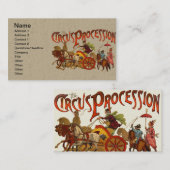 Antiek Circus Parade Clowns paarden Visitekaartje (Voorkant / Achterkant)