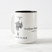 Antiek cirkelvormige krachmachine tweekleurige koffiemok (Voorkant links)