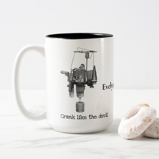 Antiek cirkelvormige krachmachine tweekleurige koffiemok (Met donut)