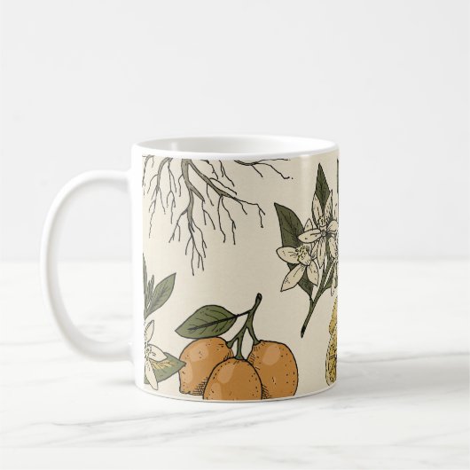 Antiek citroenpatroon koffiemok (Links)