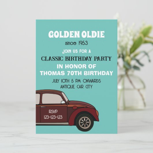 Antiek Classic Car Verjaardag Kaart