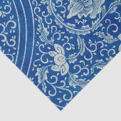 Antiek Classic Chinees Bloemen Kobalt Blauw Patroo Tissuepapier (Detail)