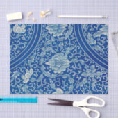 Antiek Classic Chinees Bloemen Kobalt Blauw Patroo Tissuepapier (Craft)
