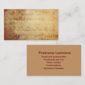 Antiek Classic Muzieknoten Visitekaartje (Voorkant / Achterkant)