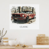 *~* Antiek Classic Red Old Musculosa CAr Poster (Keuken)