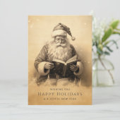 Antiek Classic Santa Gepersonaliseerd Kerst Feestdagenkaart (Staand voorkant)