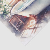 Antiek Clawfoot Tub Jasmine Badkuip Decoupage Tissuepapier (Detail)