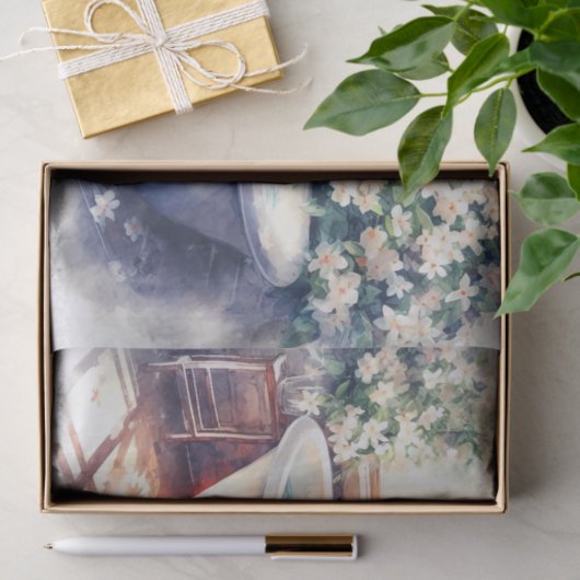 Antiek Clawfoot Tub Jasmine Badkuip Decoupage Tissuepapier (Geschenk)