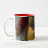 antiek clown tweekleurige koffiemok (Links)