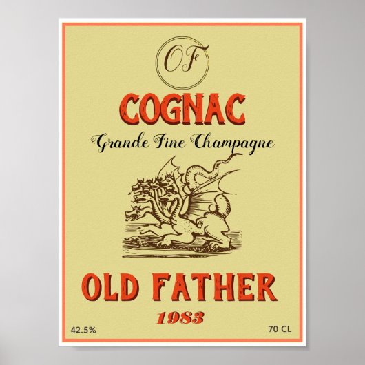 Antiek cognac-label poster (Voorkant)