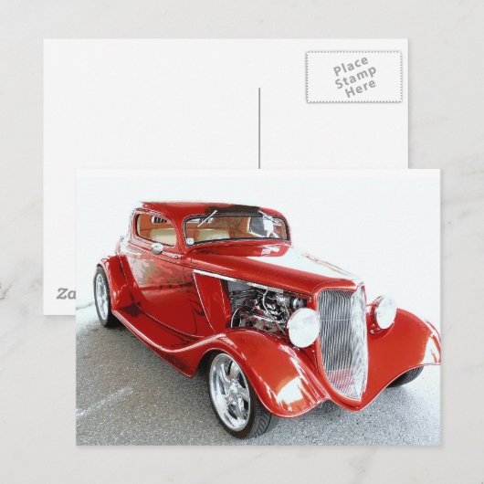 Antiek Collector RED-wagen Briefkaart (Voorkant / Achterkant)