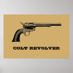 Antiek Colt-revolver pistool Illustratie Sjabloon Poster