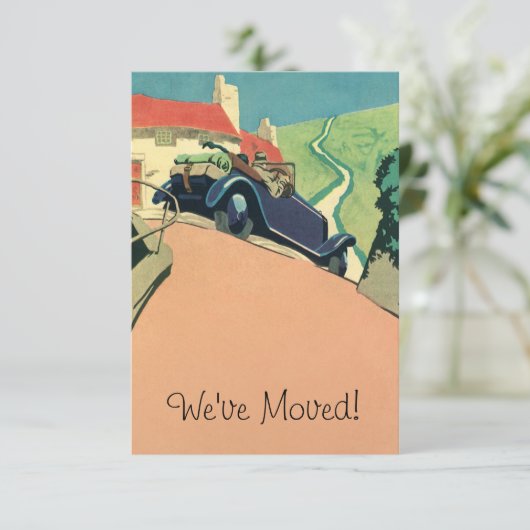 Antiek converteerbare auto,  adreswijziging kaart (Staand voorkant)