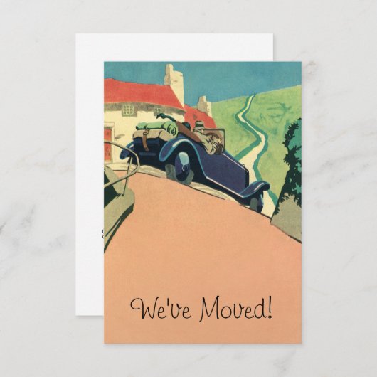 Antiek converteerbare auto,  adreswijziging kaart (Voorkant / Achterkant)