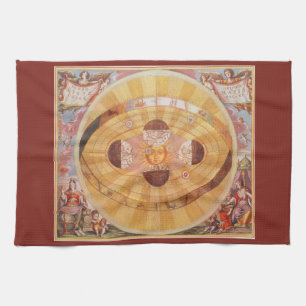 Antiek Copernicaans Zonnestelsel, Vintage Astronom Theedoek