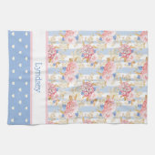 Antiek Cottage Rozen & Blauw en witte harten Theedoek (Horizontaal)