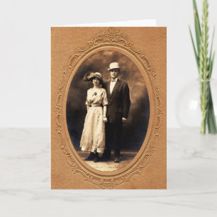 Antiek Couple 1910s Sepia Photo Retro Old Fashion Kaart
