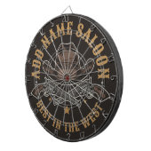 Antiek Cowboy Pistolen VOEG NAAM TOE Old Wild West Dartbord (Voorkant Rechts)