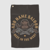 Antiek Cowboy Pistolen VOEG NAAM TOE Old Wild West Golfhanddoek (Voorkant)