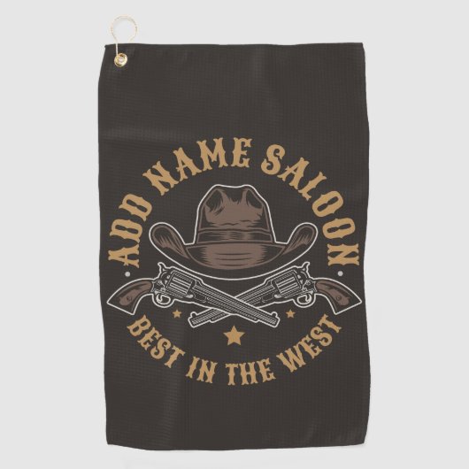 Antiek Cowboy Pistolen VOEG NAAM TOE Old Wild West Golfhanddoek (Voorkant)