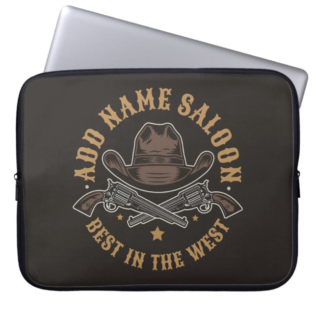 Antiek Cowboy Pistolen VOEG NAAM TOE Old Wild West Laptop Sleeve (Voorkant)