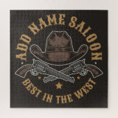 Antiek Cowboy Pistolen VOEG NAAM TOE Old Wild West Legpuzzel (Verticaal)