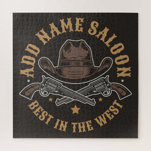 Antiek Cowboy Pistolen VOEG NAAM TOE Old Wild West Legpuzzel (Verticaal)