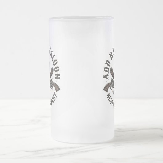 Antiek Cowboy Pistolen VOEG NAAM TOE Old Wild West Matglas Bierpul (Center)