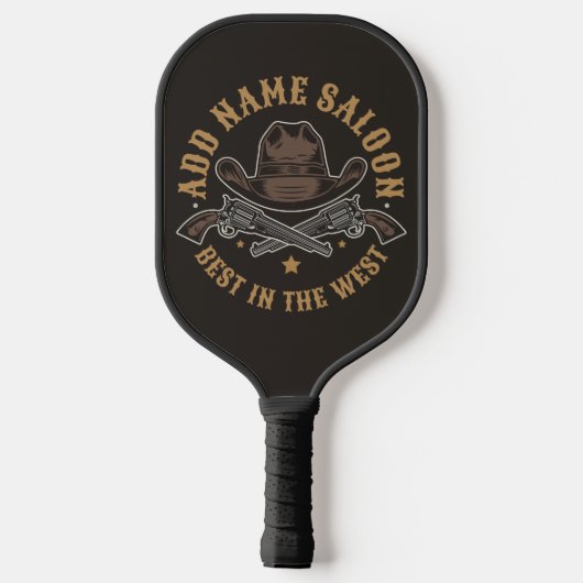 Antiek Cowboy Pistolen VOEG NAAM TOE Old Wild West Pickleball Paddle (Achterkant)
