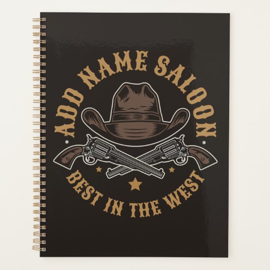 Antiek Cowboy Pistolen VOEG NAAM TOE Old Wild West Planner (Voorkant)