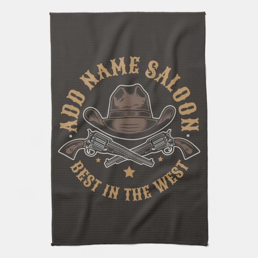 Antiek Cowboy Pistolen VOEG NAAM TOE Old Wild West Theedoek (Verticaal)