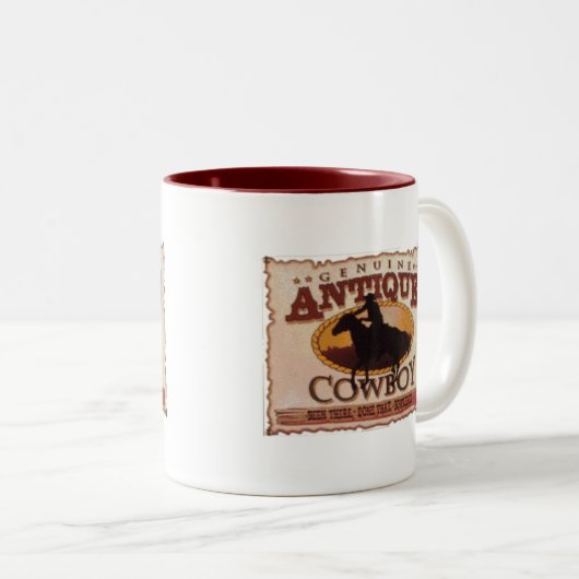 Antiek cowboy tweekleurige koffiemok (Voorkant rechts)