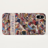 Antiek Crazy Quilt Patchwork Case-Mate iPhone Case (Achterkant (horizontaal))