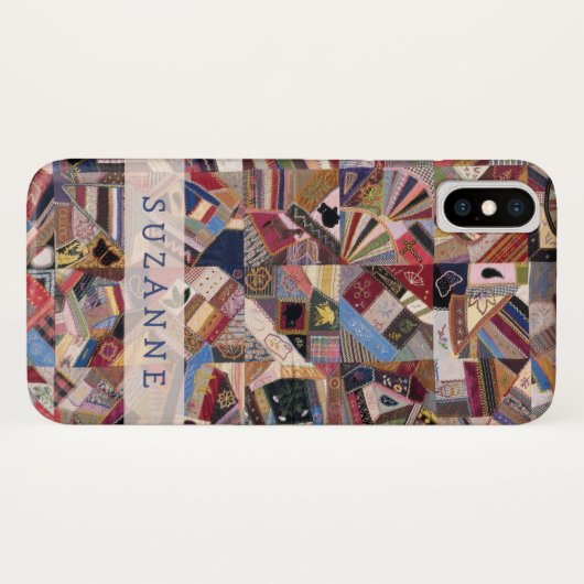 Antiek Crazy Quilt Patchwork Case-Mate iPhone Case (Achterkant (horizontaal))