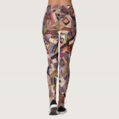 Antiek Crazy Quilt Pattern Folk Art Craft Artist Leggings (Achterkant)