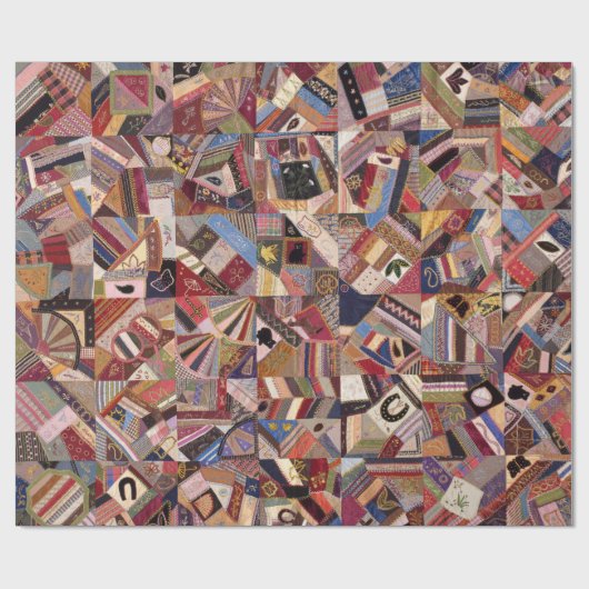 Antiek Crazy Quilt Pattern - Folk Art Craty Fun Cadeaupapier (Vlak)