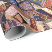 Antiek Crazy Quilt Pattern - Folk Art Craty Fun Cadeaupapier (Rol Hoek)