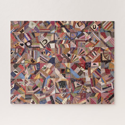 Antiek Crazy Quilt Pattern - Folk Art Craty Fun Legpuzzel (Horizontaal)