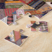 Antiek Crazy Quilt Pattern - Folk Art Craty Fun Legpuzzel (Zijkant)