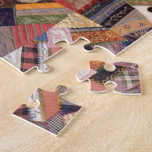 Antiek Crazy Quilt Pattern - Folk Art Craty Fun Legpuzzel (Zijkant)