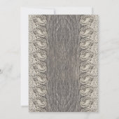 Antiek crème met grijs hout en koperbruiloft kaart (Achterkant)