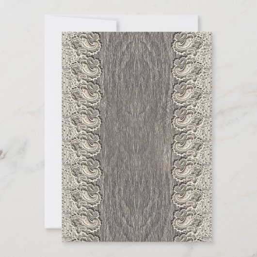 Antiek crème met grijs hout en koperbruiloft kaart (Achterkant)